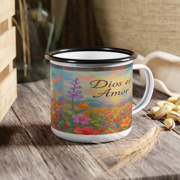 Floral Inspirational Enamel Camp Cup - "Dios es Amor" - Image 5