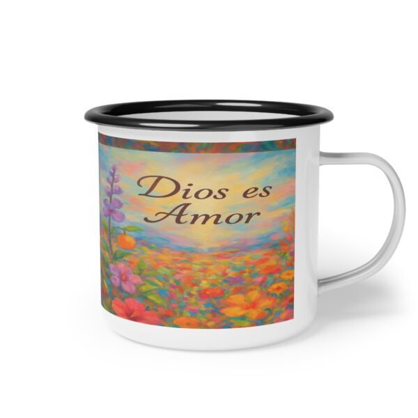 Floral Inspirational Enamel Camp Cup - "Dios es Amor" - Image 3