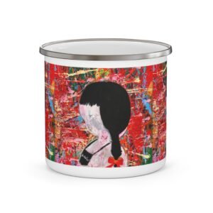 Artistic Enamel Camping Mug - Colorful Design for Outdoor Adventures