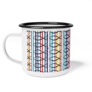 Colorful Fish Pattern Enamel Camp Cup - Perfect for Camping & Outdoor Adventures