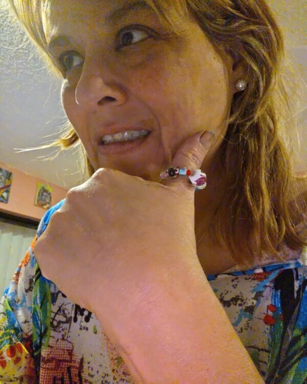 Hand-Painted Rose Bead Ring – ArNoUx Exclusive - Image 2