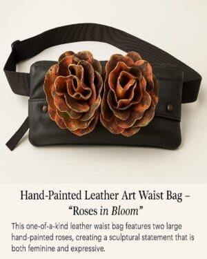 Roses in Bloom – Hand-Painted Leather Waist Bag by ArNoUx