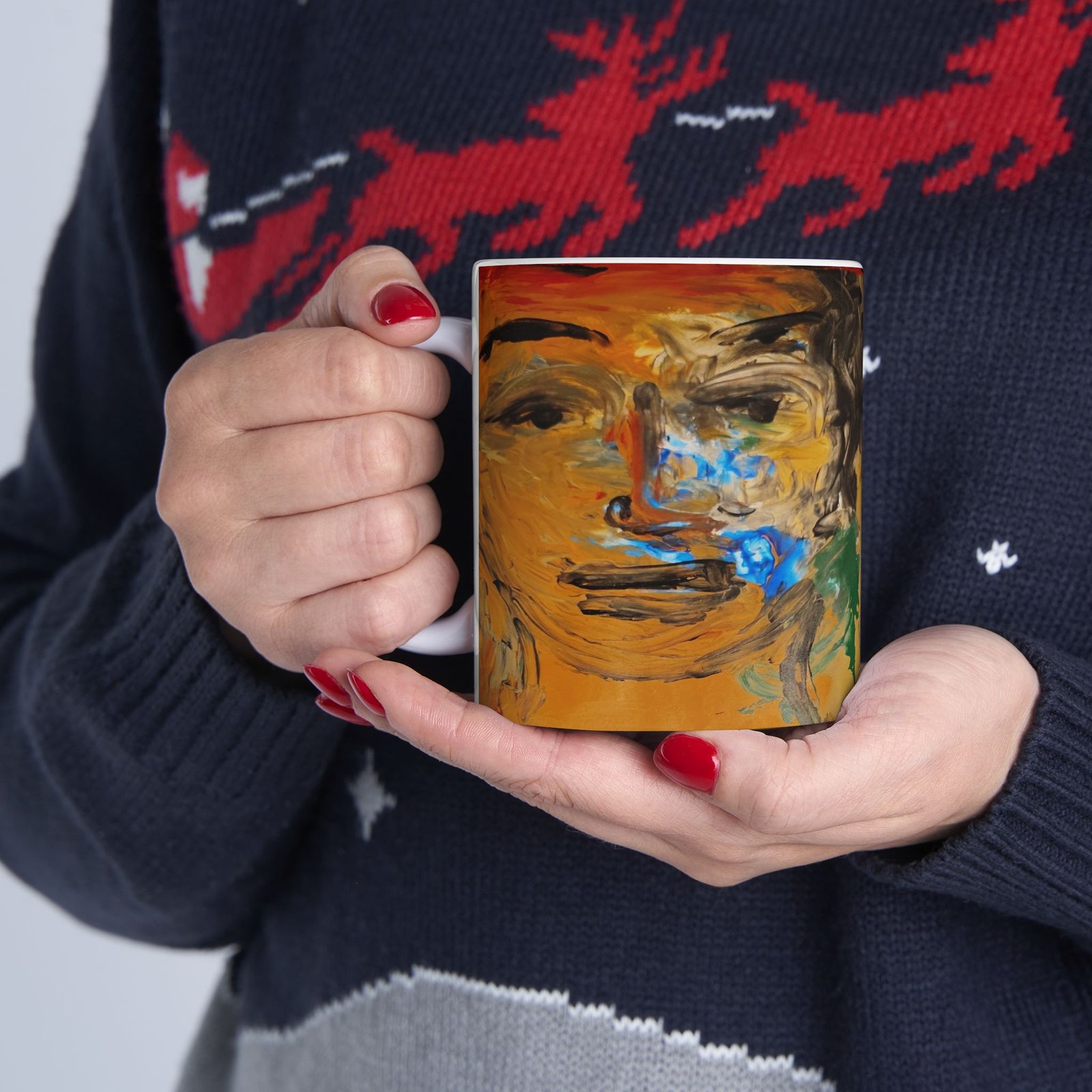 Abstract Faces Ceramic Mug – Colorful Expressionist Art Coffee Cup (11oz & 15oz) - Image 10
