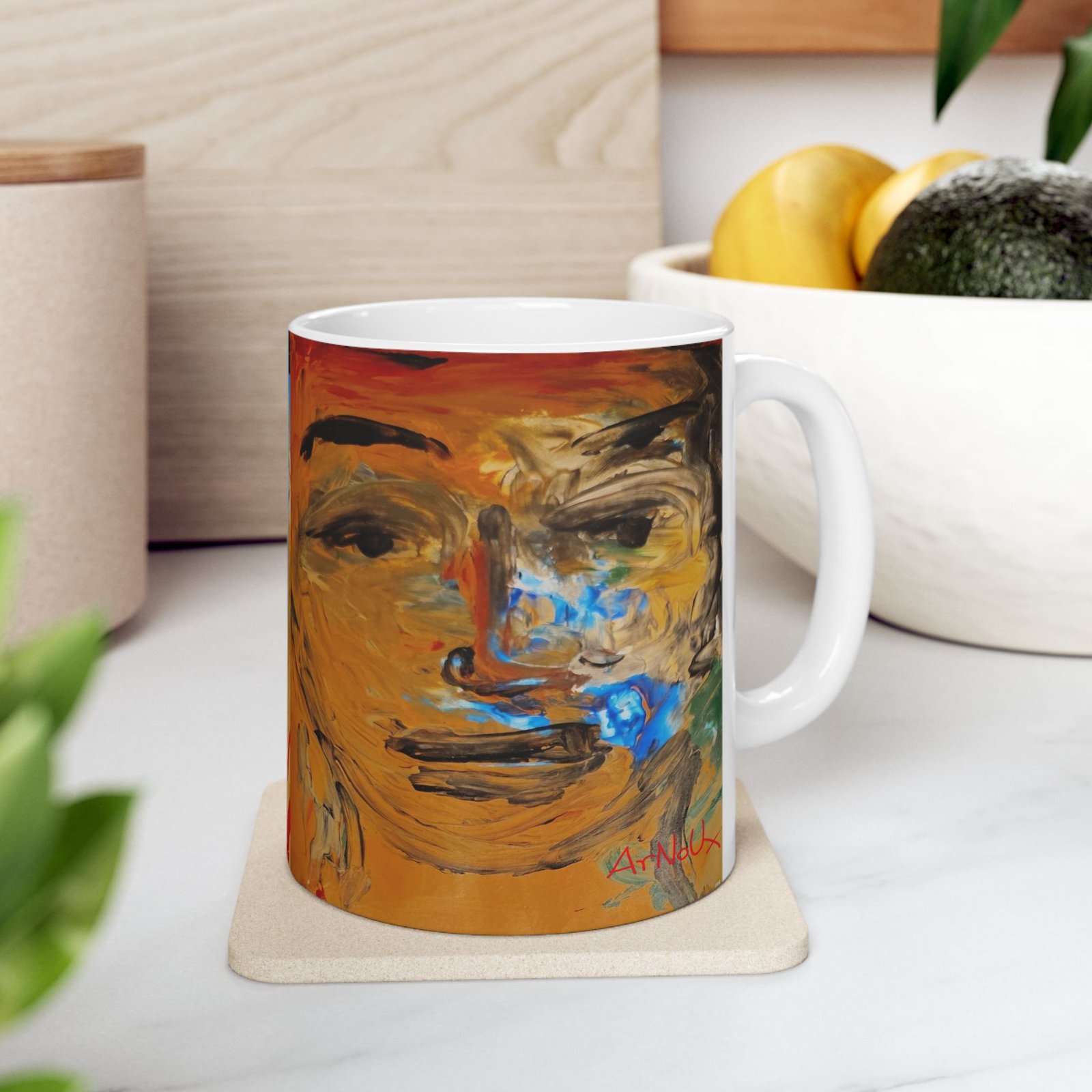 Abstract Faces Ceramic Mug – Colorful Expressionist Art Coffee Cup (11oz & 15oz) - Image 5
