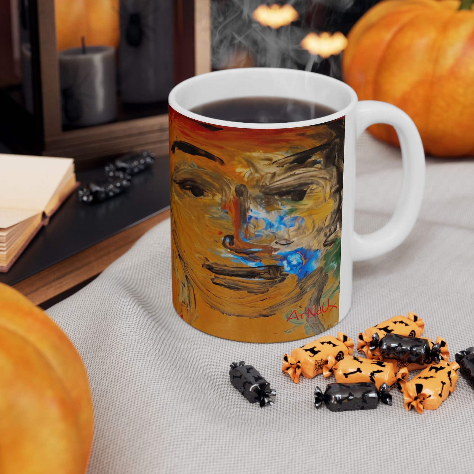 Abstract Faces Ceramic Mug – Colorful Expressionist Art Coffee Cup (11oz & 15oz) - Image 6