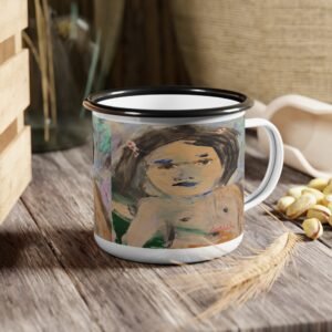 Enamel Camp Cup — Hand-Painted Portrait Art Mug
