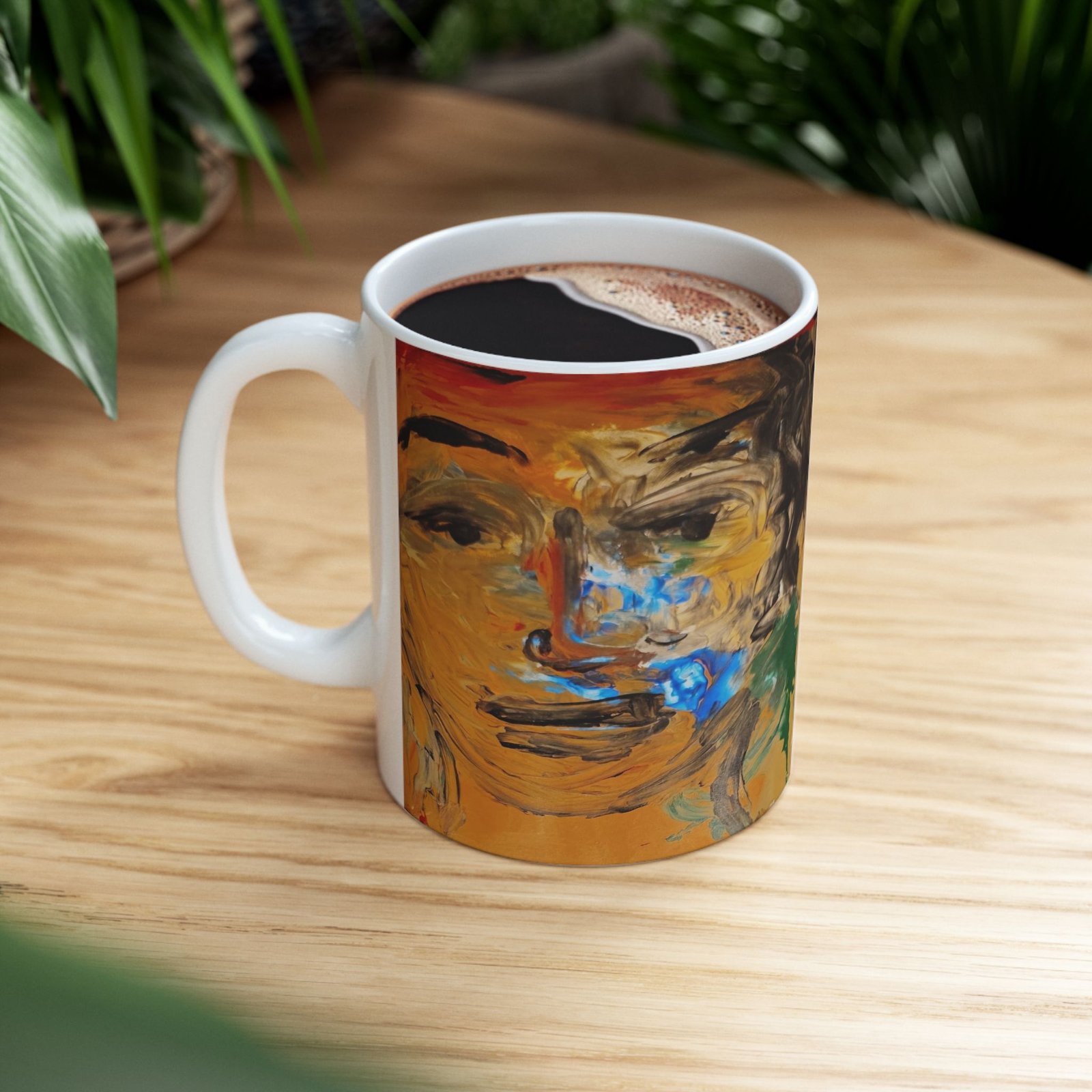Abstract Faces Ceramic Mug – Colorful Expressionist Art Coffee Cup (11oz & 15oz) - Image 8