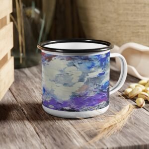 Enamel Camp Cup — Abstract Watercolor Mountains Camping Mug