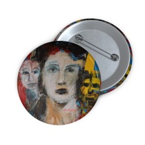 Artistic Face Pin Button THE ANGEL OF FREEDOM, LOVE, AND PEACE