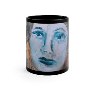 Dream Angel Coffee Mug — Hand-Painted Face Design on Black 11oz