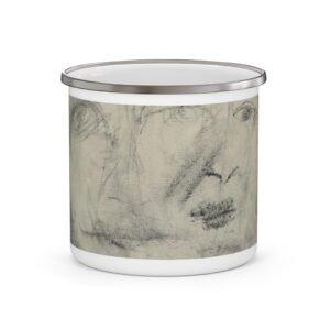 Enamel Mug - Abstract Vintage Faces Design (ArtNoux)