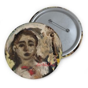 Artistic Portrait Pin Button — Corazon de Jesus