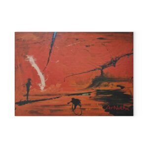 Abstract Red Landscape Glass Cutting Board –The Angel Jumping the Rope