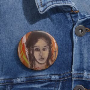 The Angel Good Fortune Pin Button — Expressionist Face Button Pin