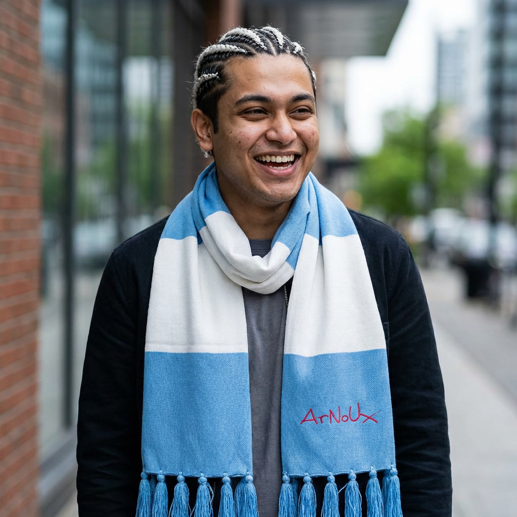 Striped Team Scarf with 'ArNoUx' Signature — Fan Support Winter Accessory - Image 3