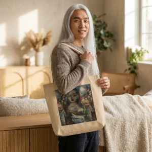 Artistic Portrait Eco Tote — Abstract Painted Girl Carryall